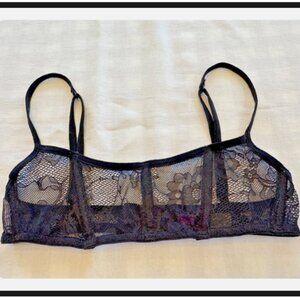 Maison Close Lace Bralette | Size Small | Sheer Black Floral Mesh